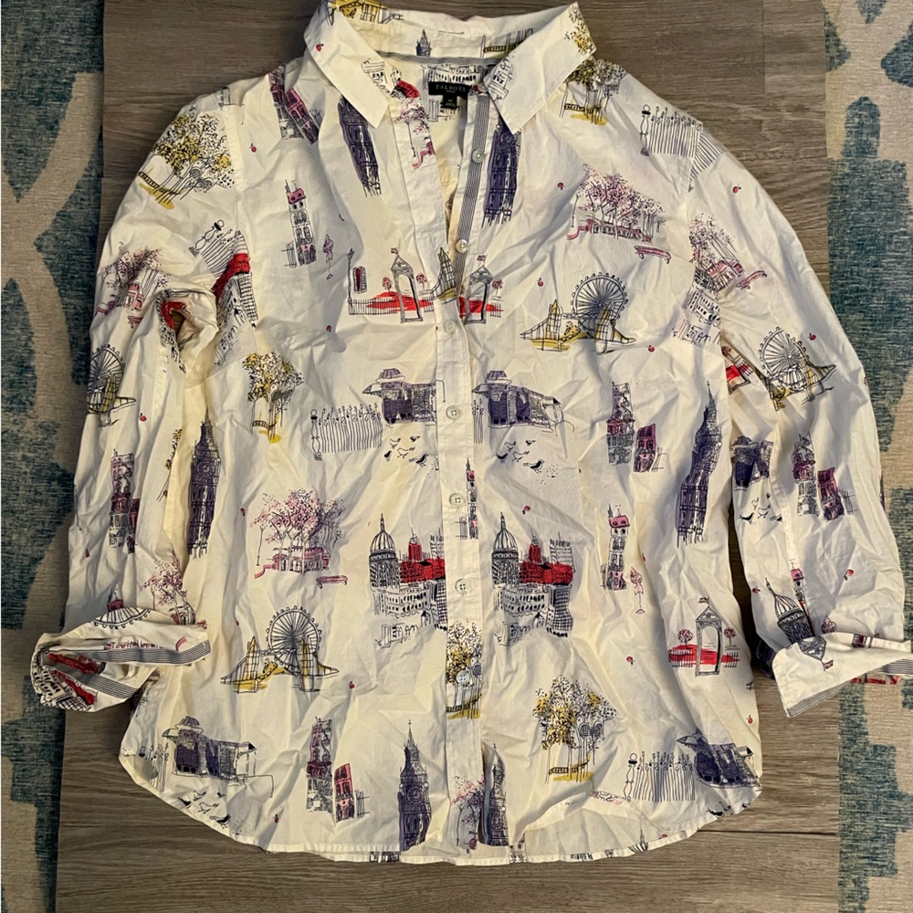EUC Talbots London print button down